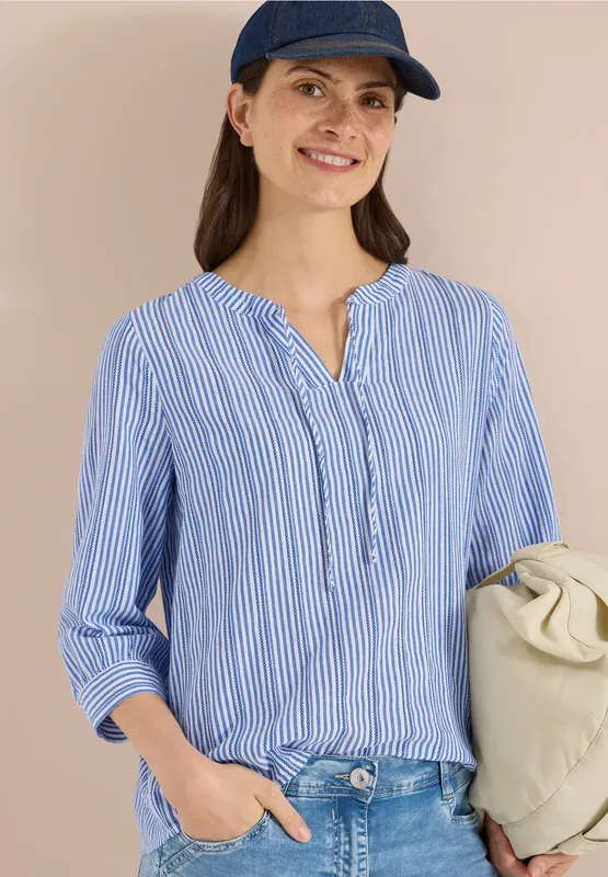 Structured Stripe Blouse - Blouse Blue                   