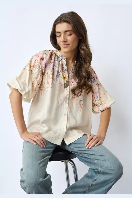 Elice Shirt - Flower Border
