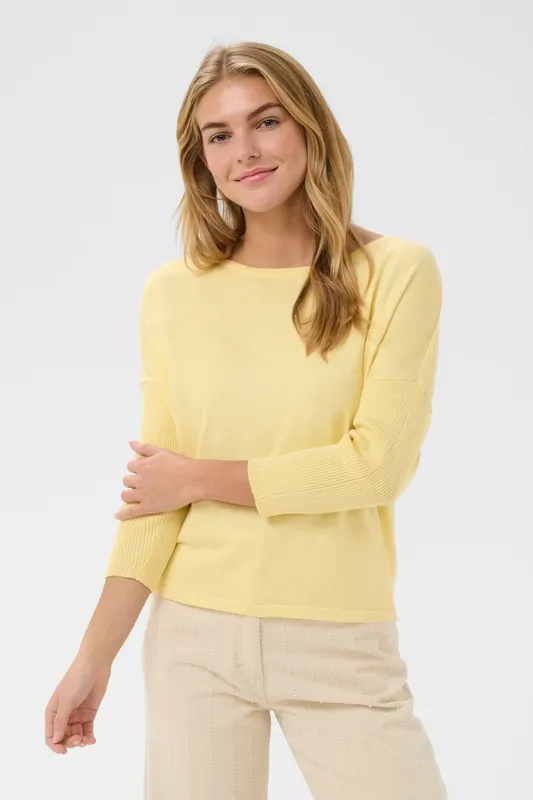 Mila R-neck Pullover - Pineapple Slice Melange