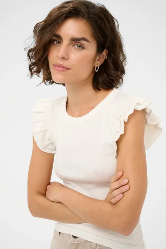 Carna Flounce Top - Chalk