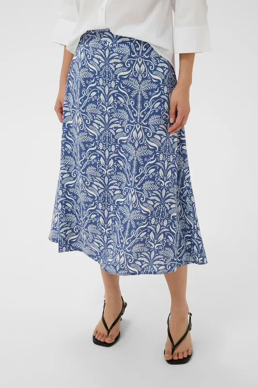 Bisera Skirt - Blue Block Print