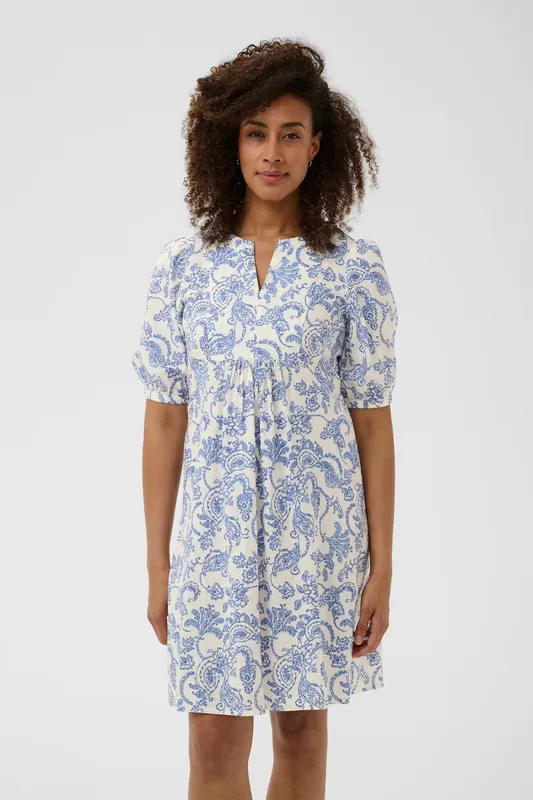 Benete Dress - Blue Dot Paisley Print