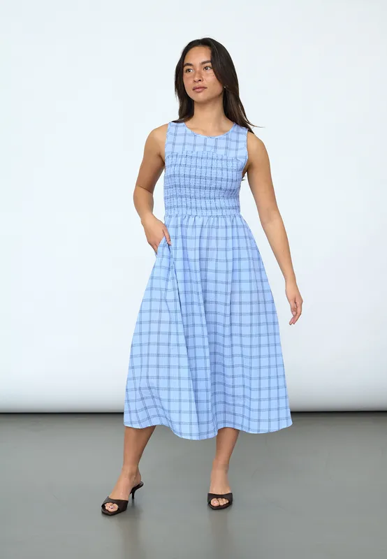Eliba Dress - Blue Check