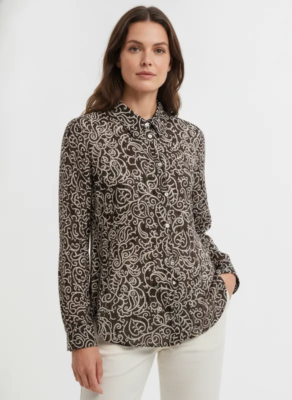 Vega Shirt - Brown Birch Squiggles