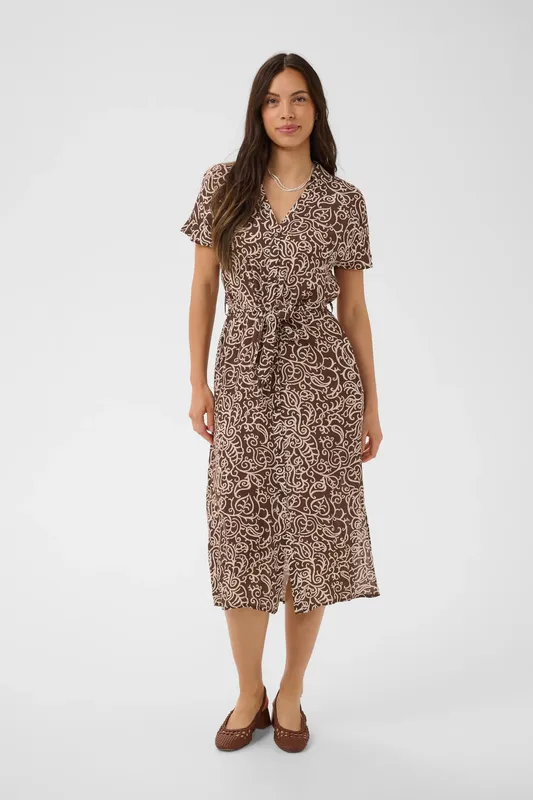 Vega Dress - Brown Birch Squiggles