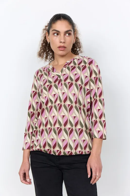 Sc-Felicity Top - Oxblood Red Combi