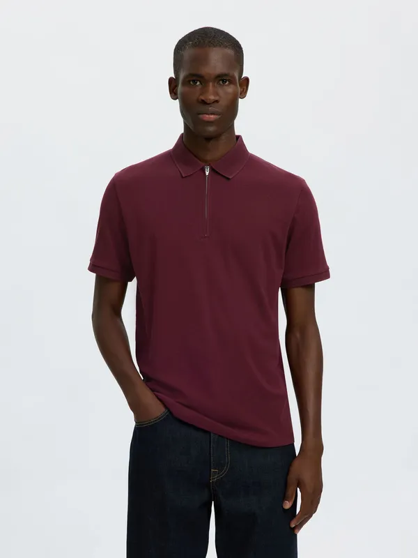 Fave Zip Polo  - Tawny Port