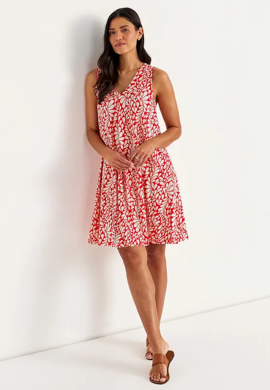 Maria Aop Dress - Red/Patterned