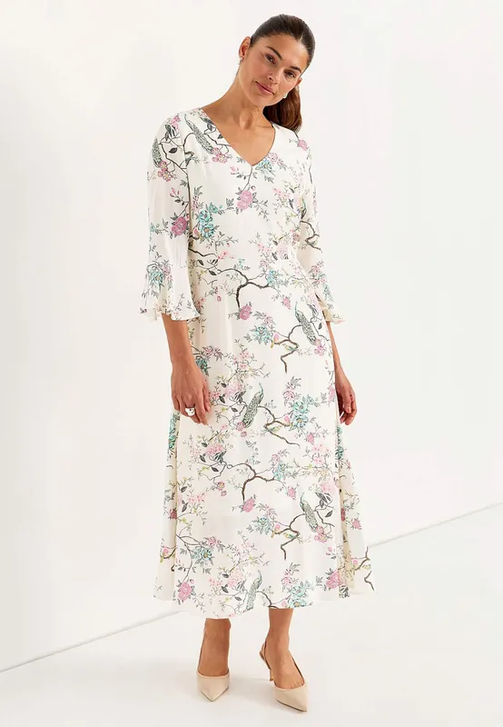 Roxie Pleat Dress - Offwhite/Patterned
