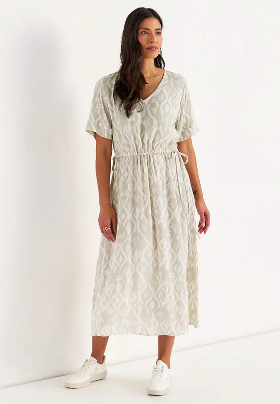 Lilly Long Dress - Beige/Patterned