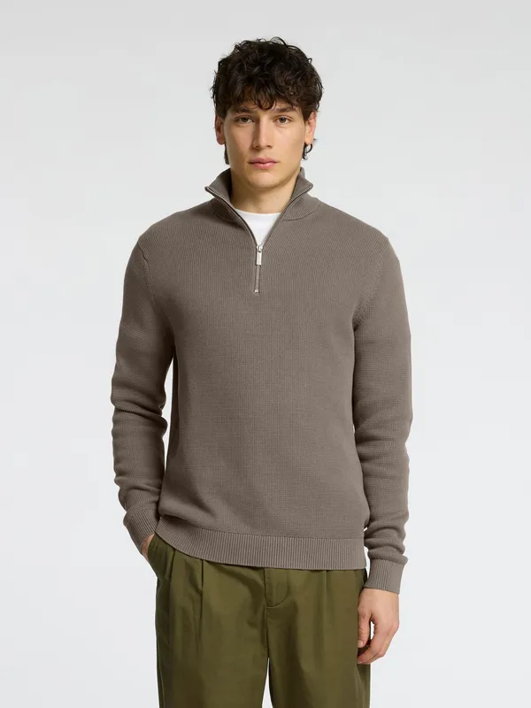 Dane Knit Structure Half Zip - Morel
