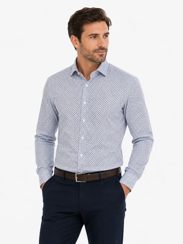 Filip Performance Shirt - Bright White Navy Square