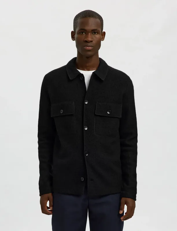 Nealy Knit Workwear Cardigan  - Black