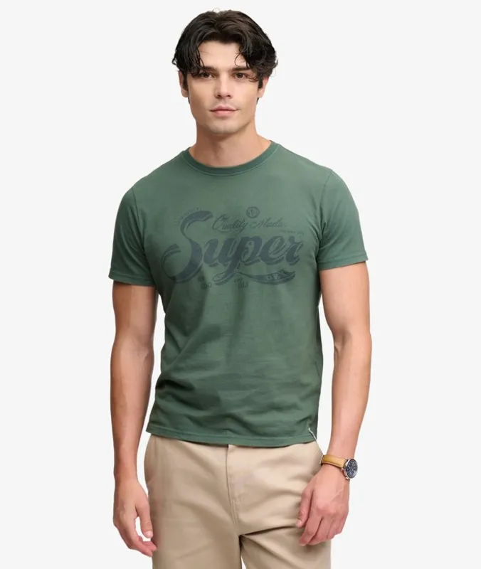 Vintage Workwear Print Tee - Varsity Green