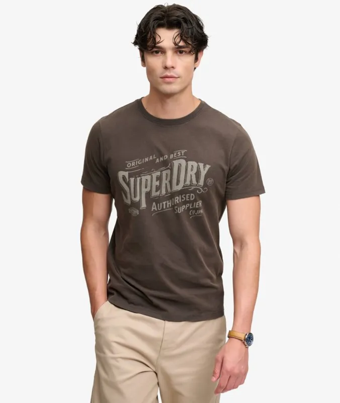 Vintage Workwear Print Tee - Carbon Black