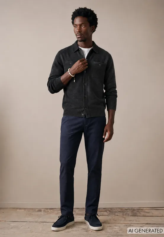 Cardigan Buttoned Bolie - Charcoal