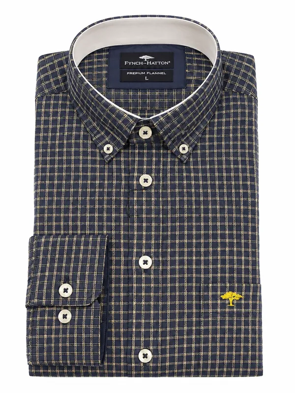 Modern Melange Check Shirt - Ink Blue