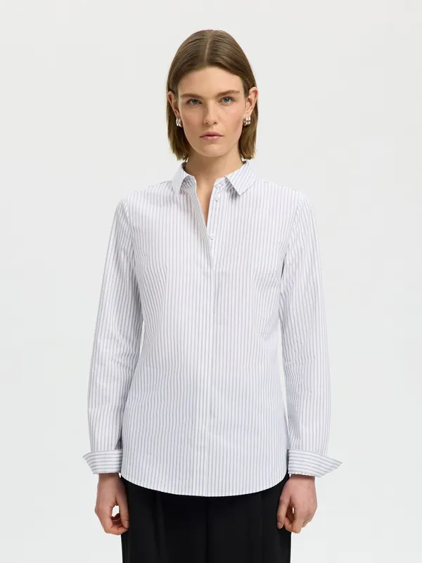 Wromie Stripped fitted Shirt - Bright White Delicioso