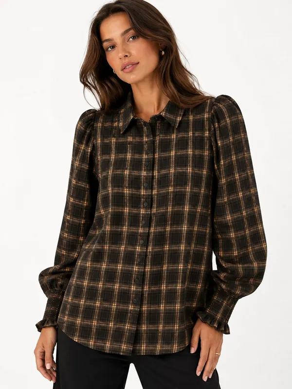 Lene Check Shirt - Nomad Coffee Bean