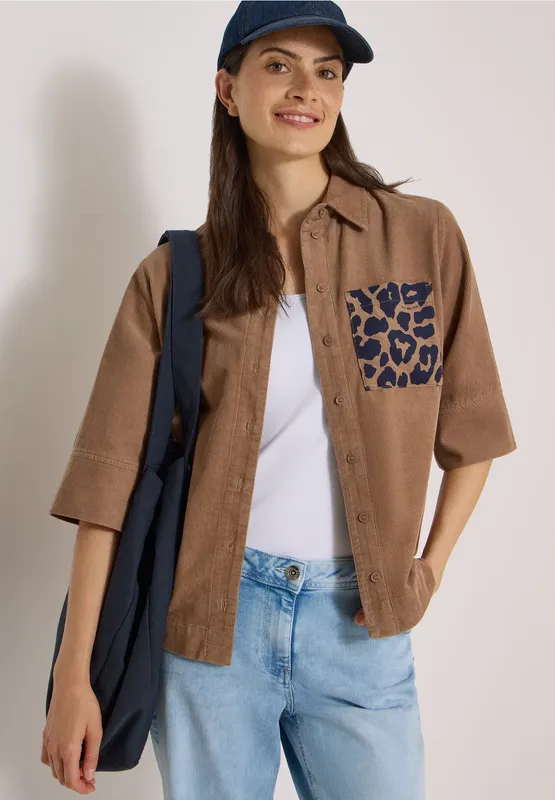 Solid Corduroy Blouse - Creamy Mocha                  
