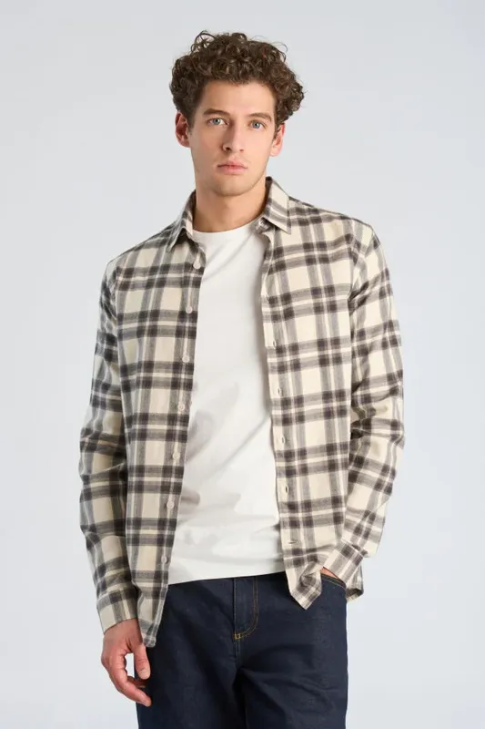 Brushed Check Shirt - Ivory
