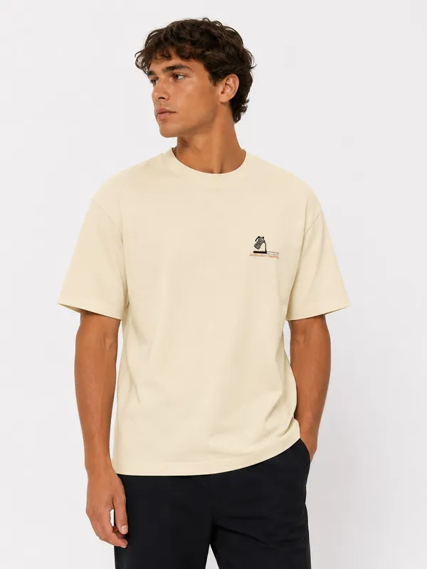Embroidery Oversized T-shirt - Cream