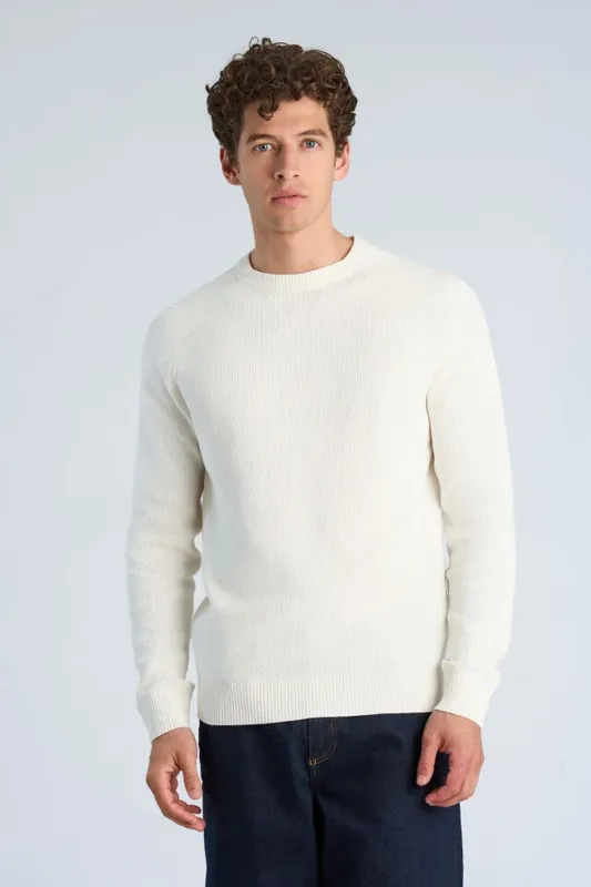 Ribbes O-neck Knit  - Offwhite