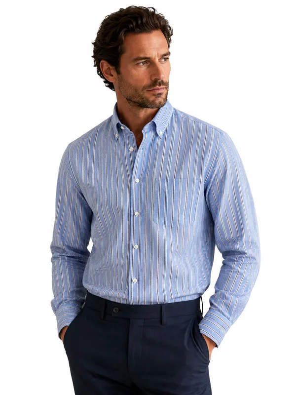 Striped Superflex Oxford Shirt - Pastel Blue