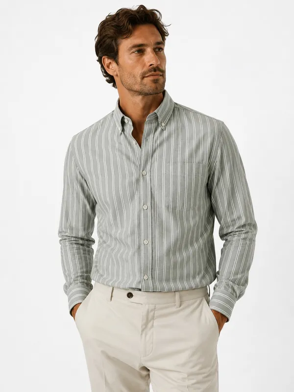 Striped Superflex Oxford Shirt - Green