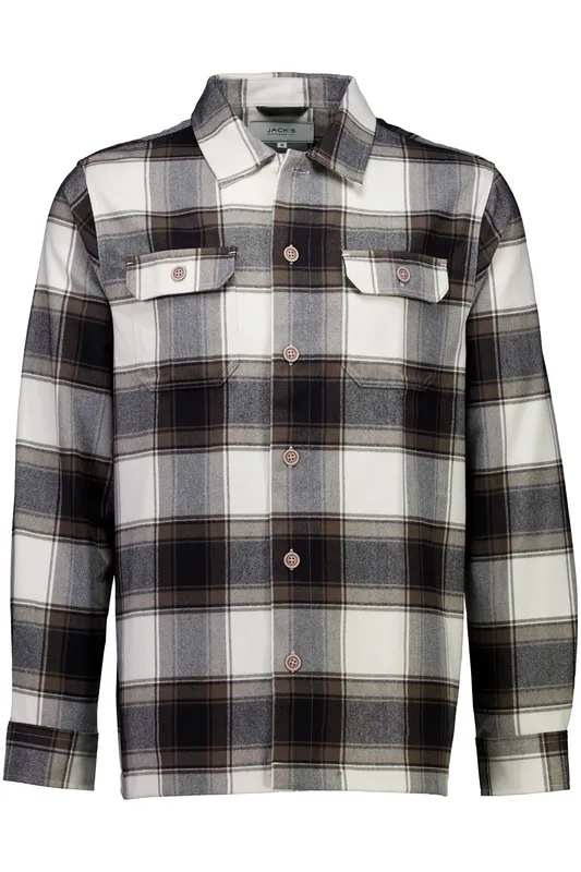 Brushed Checked Overshirt - Brown