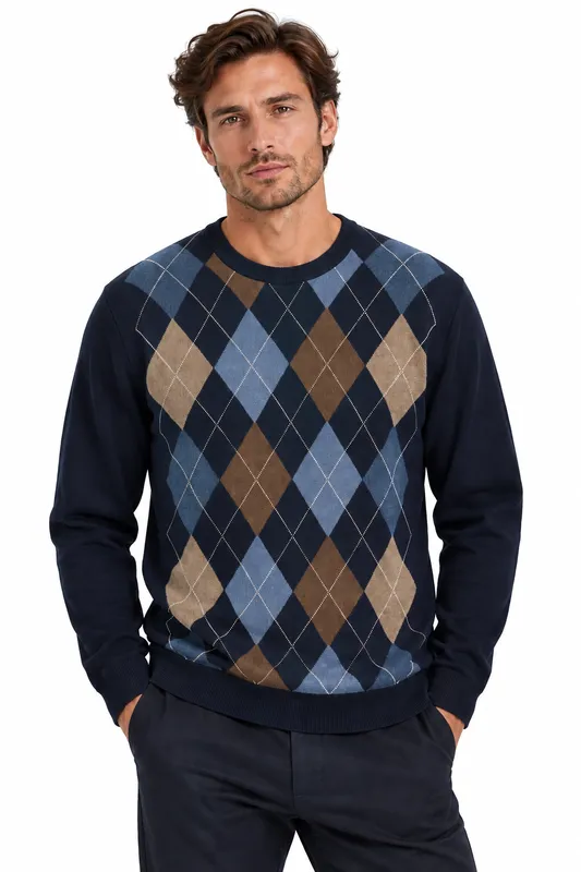 Argyle Knit - Navy