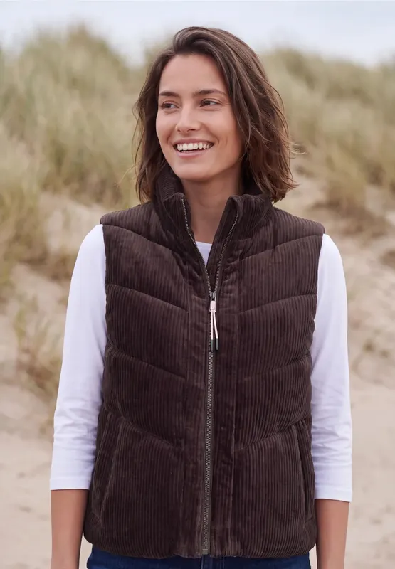 Padded Cord Vest - Berry Red                     