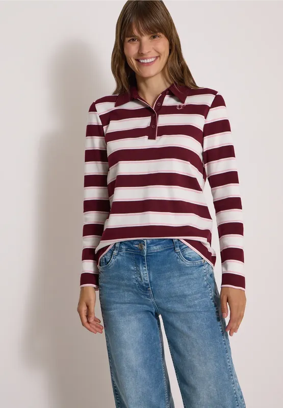 Striped Poloshirt - Red Wine                      