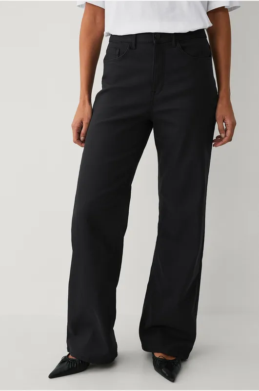 Freya Coated Wide Jeans - Black Beauty Coated