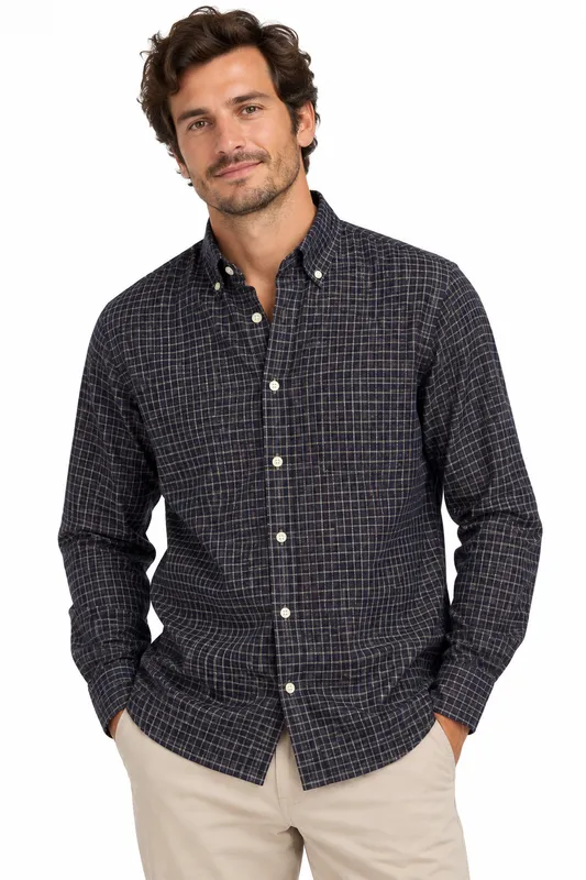 Regcole Jay Melange Shirt - Dark Sapphire Multi
