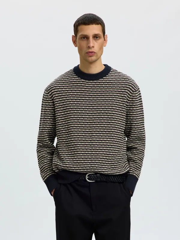 Darrell Structure Crew Neck - Sky Captain Turkish Coffee / Oatmeal