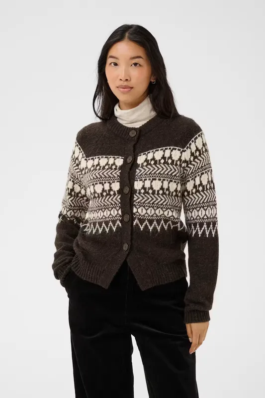 Charmaine Cardigan - Mole/Whitcap Jaquard