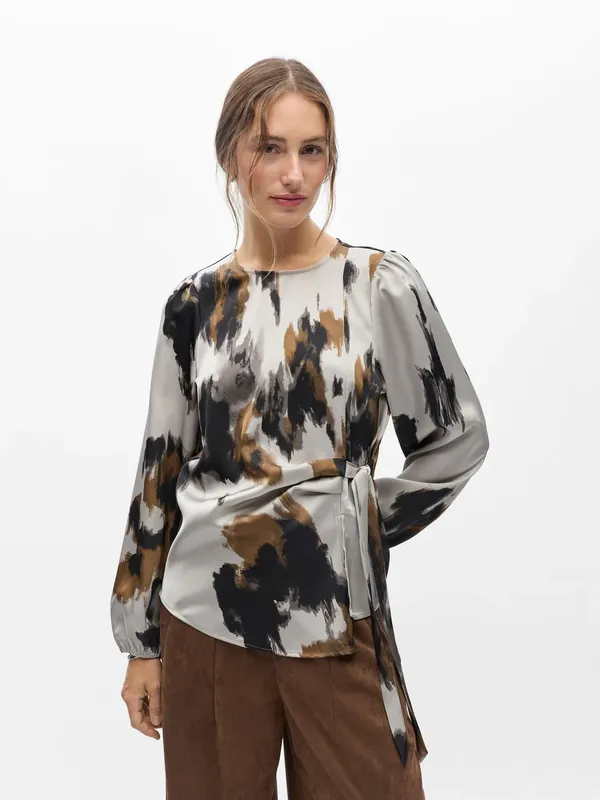 Chilli O-Neck Top - Opal Gray Carafe + Black