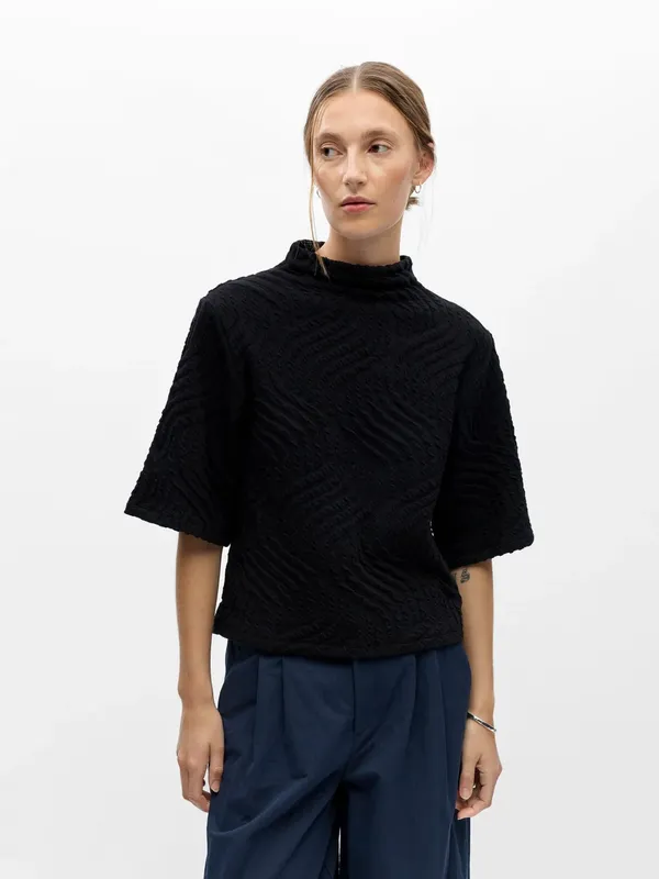 Meral High Neck Top - Black