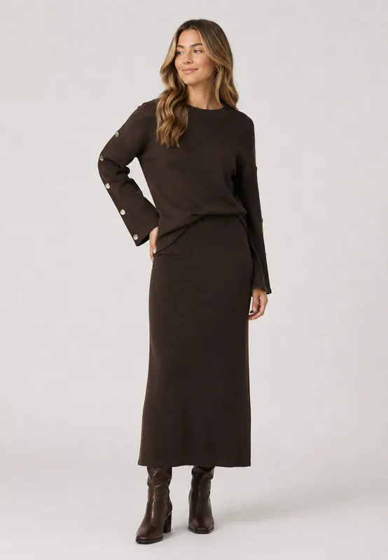 Mingel Knitted Skirt - Brown