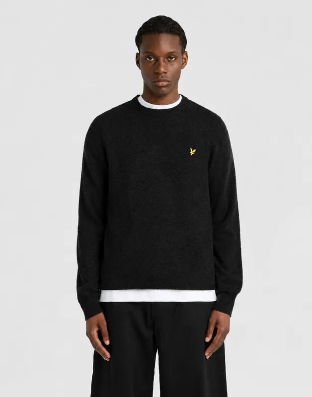 Lambswool blend crew neck Jumper - Jet Black Marl 