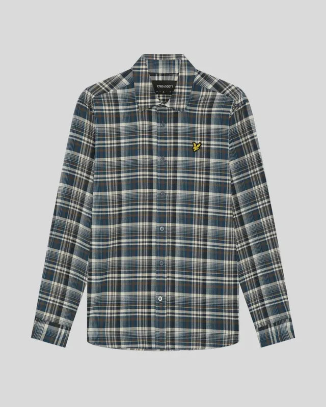 Offset Check Shirt - Aegean Blue