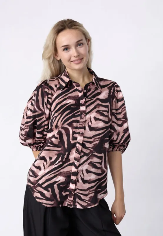 Ella Shirt - Bordeaux/Zebra