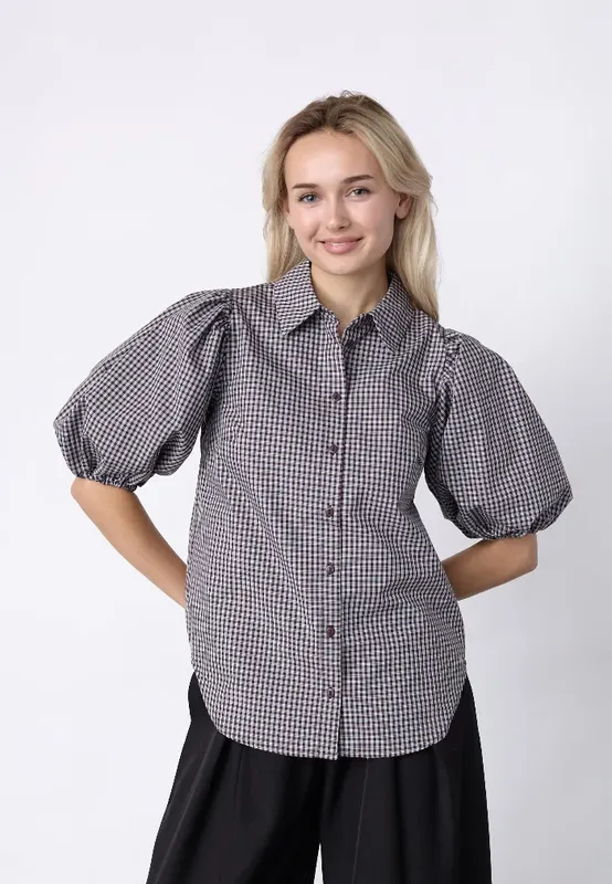 Ella-SH94 Blouse - Brown Check