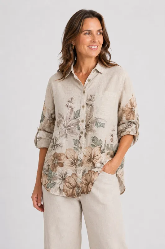 Kelly Floral Blouse - Beige