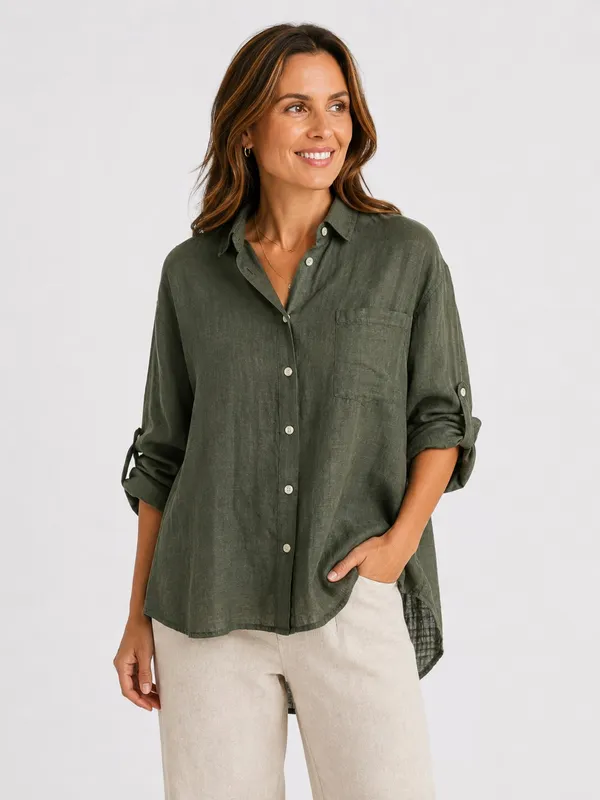 Kelly Shirt Blouse  - Army