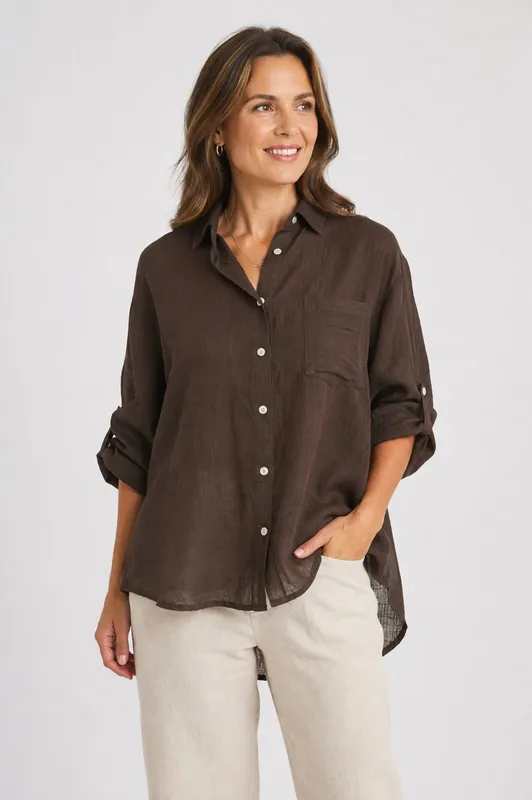 Kelly Shirt Blouse  - Brown