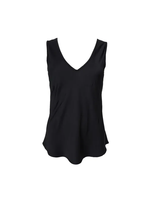 Mabel Double V-Neck Top - Black