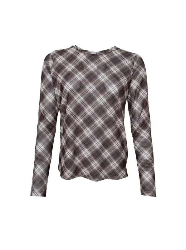 Kamma Mesh Blouse - Brown Tartan