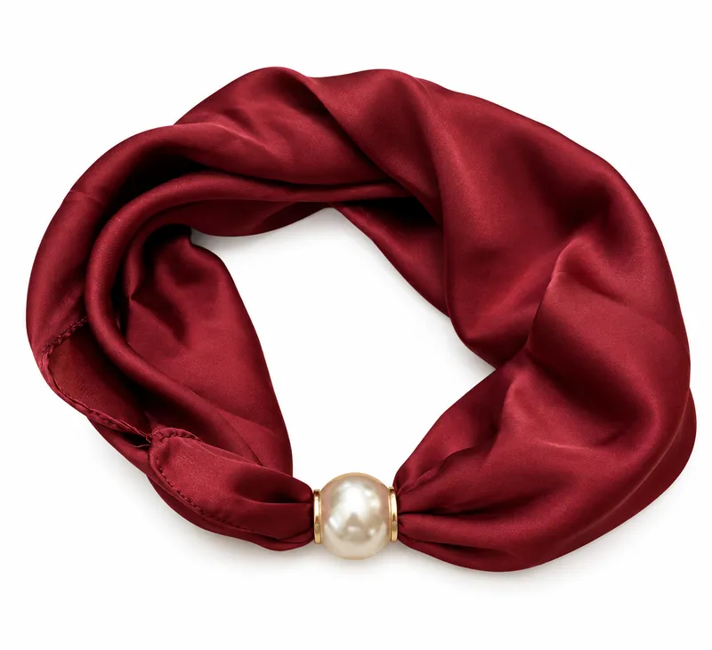 scarf med pärlknäppning - Burgundy